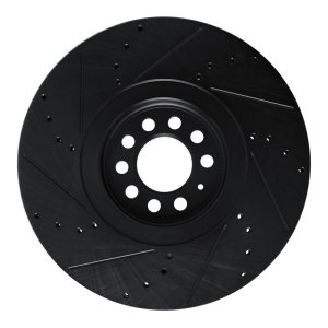 Audi TT Quattro Brake Rotor (1) - Right Front - R1 Concepts - Drilled & Slotted - Black - `04-`06